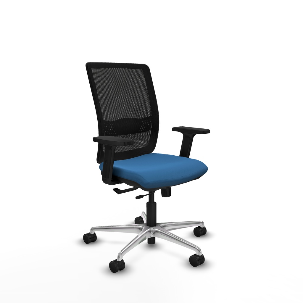 Haches traslack malla negra similpiel azul claro brazos 2D base aluminio ruedas 65mm nailon