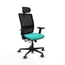Haches traslack malla negra similpiel turquesa brazos 2D base nailon cabecero malla 2D ruedas 65mm engomadas