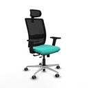 Haches traslack malla negra similpiel turquesa brazos 2D base aluminio cabecero malla 2D ruedas 65mm engomadas