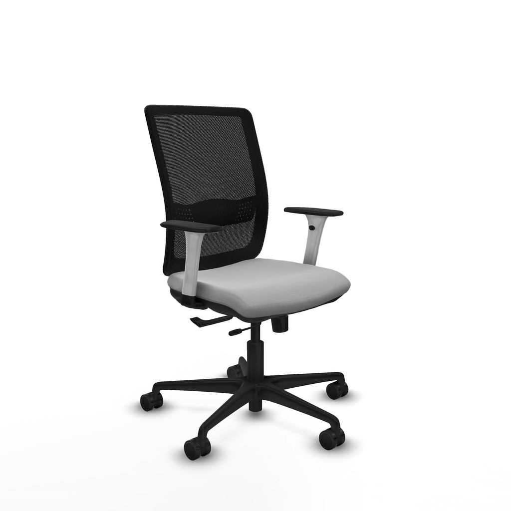 Haches traslack malla negra similpiel gris claro brazos blancos base nailon ruedas 65mm nailon