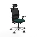 Haches traslack malla negra similpiel verde botella brazos 3D base aluminio cabecero malla 2D ruedas 65mm engomadas