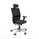Haches traslack malla negra similpiel gris oscuro brazos 2D base aluminio cabecero malla 2D ruedas 65mm engomadas