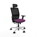 Haches traslack malla negra similpiel morado brazos 2D base blanca cabecero malla 2D ruedas 65mm nailon