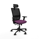 Haches traslack malla negra similpiel morado brazos 2D base nailon cabecero malla 2D ruedas 65mm nailon