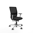 Haches traslack malla negra similpiel negro brazos blancos base aluminio ruedas 65mm engomadas