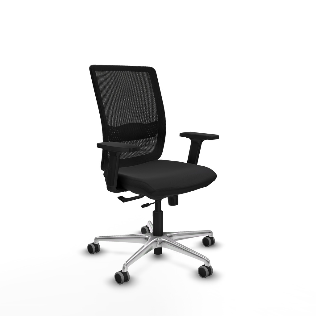 Haches traslack malla negra similpiel negro brazos 2D base aluminio ruedas 65mm engomadas