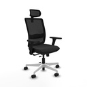 Haches traslack malla negra similpiel negro brazos 3D base blanca cabecero malla 2D ruedas 65mm nailon