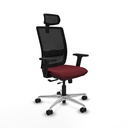 Haches traslack malla negra similpiel granate brazos 2D base aluminio cabecero malla 2D ruedas 65mm nailon