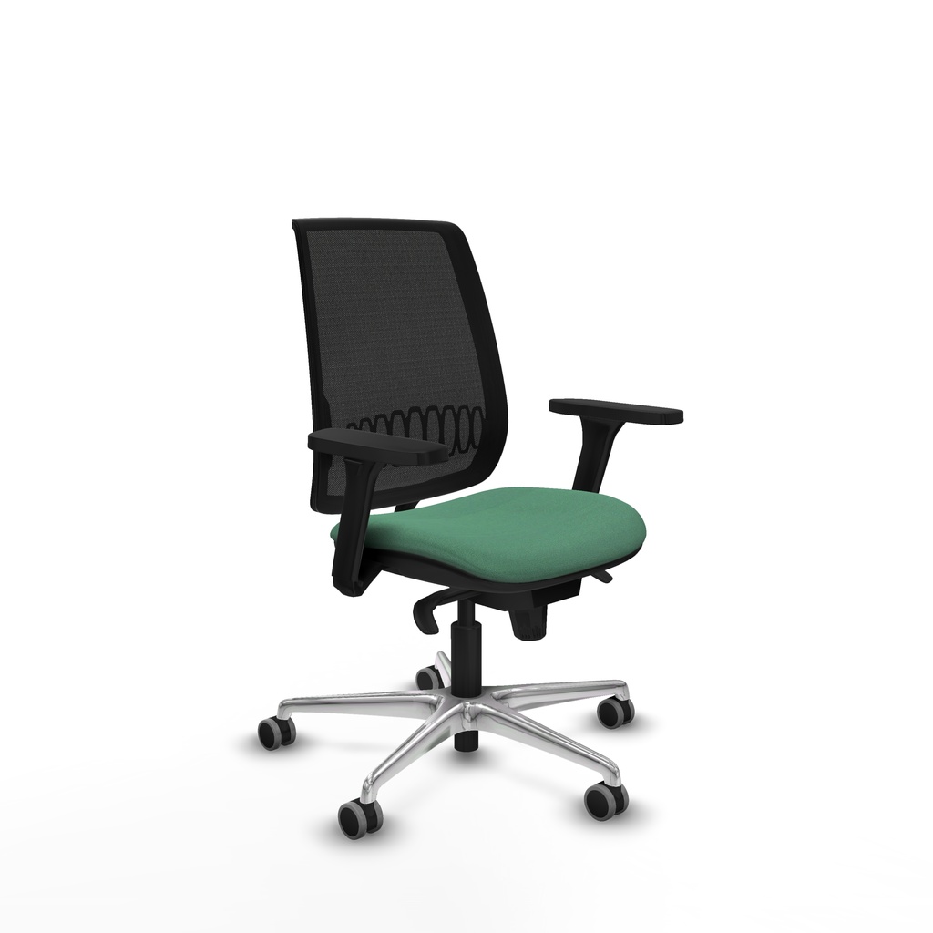 Alares sincro malla negra bali verde esmeralda brazos 3D base aluminio  ruedas 65mm engomadas
