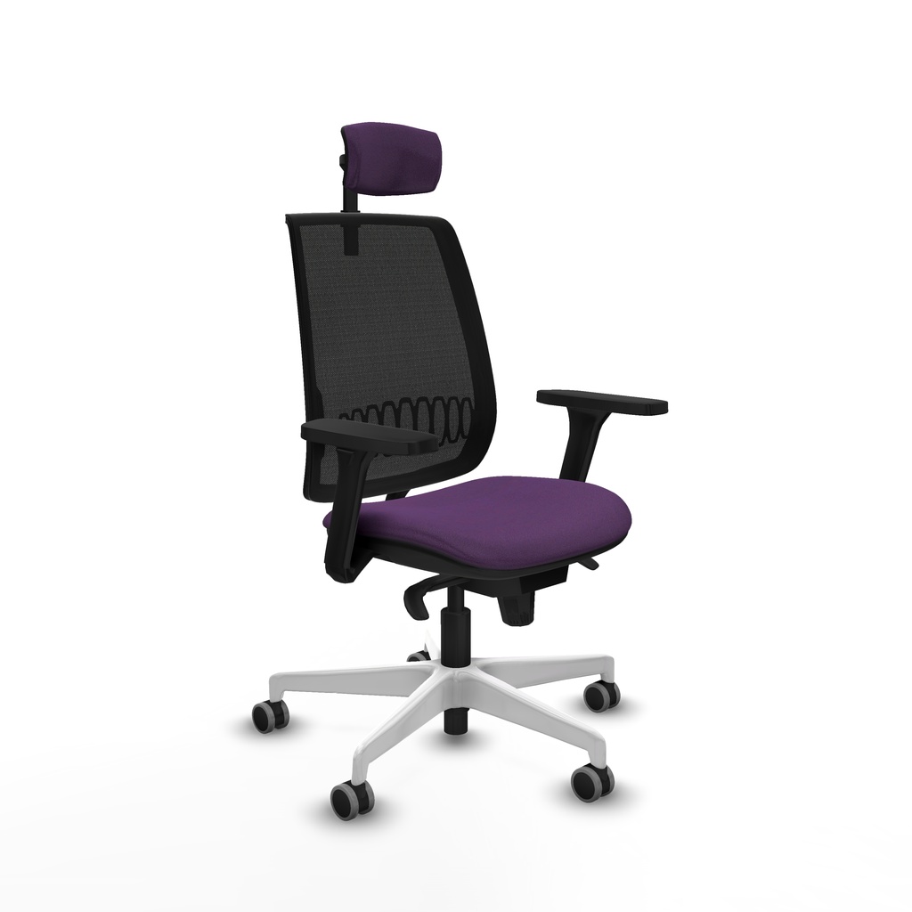 Alares sincro malla negra bali morado brazos 3D base blanca cabecero 2D ruedas 65mm engomadas