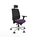 Alares sincro malla negra bali morado brazos 3D base blanca cabecero 2D ruedas 65mm engomadas