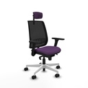 Alares sincro malla negra bali morado brazos 3D base blanca cabecero 2D ruedas 65 mm nailon