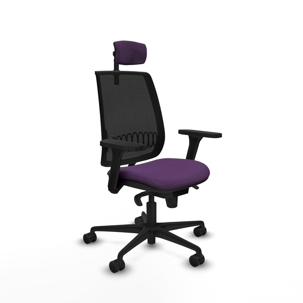 Alares sincro malla negra bali morado brazos 3D base nailon cabecero 2D ruedas 65 mm nailon
