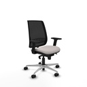 Alares sincro malla negra similpiel blanco brazos 2D base aluminio  ruedas 65 mm nailon