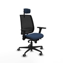 Alares sincro malla negra similpiel azul marino brazos 3D base nailon cabecero 2D ruedas 65mm engomadas
