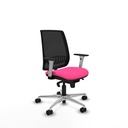 Alares sincro malla negra similpiel rosa brazos blancos base aluminio  ruedas 65 mm nailon
