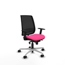 Alares sincro malla negra similpiel rosa brazos 1D base aluminio  ruedas 65 mm nailon