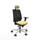 Alares sincro malla negra similpiel crema brazos 2D base blanca cabecero 2D ruedas 65 mm nailon