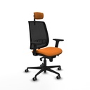 Alares sincro malla negra similpiel naranja brazos 2D base nailon cabecero 2D ruedas 65mm engomadas
