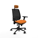 Alares sincro malla negra similpiel naranja brazos 3D base nailon cabecero 2D ruedas 65 mm nailon