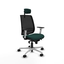 Alares sincro malla negra similpiel verde botella brazos blancos base aluminio cabecero 2D ruedas 65 mm nailon