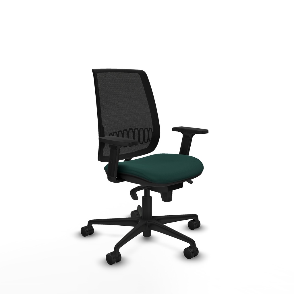 Alares sincro malla negra similpiel verde botella brazos 2D base nailon  ruedas 65 mm nailon
