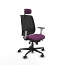 Alares sincro malla negra similpiel morado brazos blancos base nailon cabecero 2D ruedas 65 mm nailon