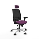 Alares sincro malla negra similpiel morado brazos 2D base aluminio cabecero 2D ruedas 65 mm nailon