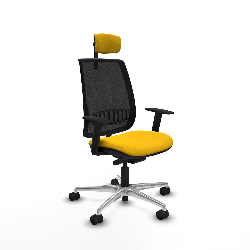 Alares traslack malla negra bali amarillo brazos 1D base aluminio cabecero 2D ruedas 65 mm nailon