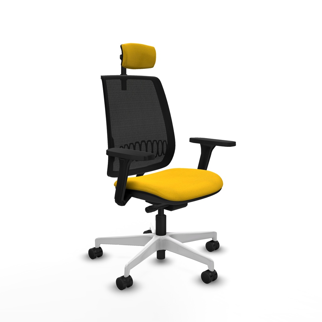 Alares traslack malla negra bali amarillo brazos 3D base blanca cabecero 2D ruedas 65 mm nailon