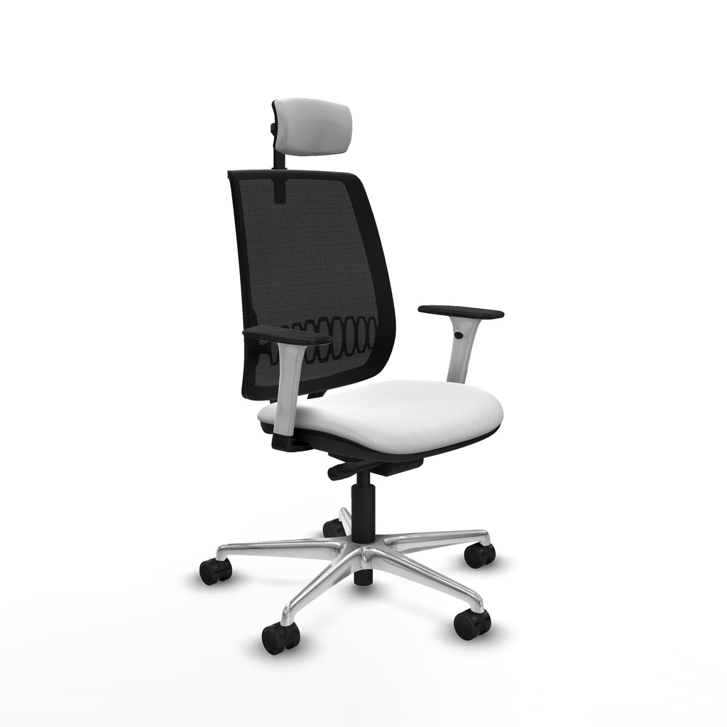 Alares traslack malla negra bali blanco brazos blancos base aluminio cabecero 2D ruedas 65 mm nailon