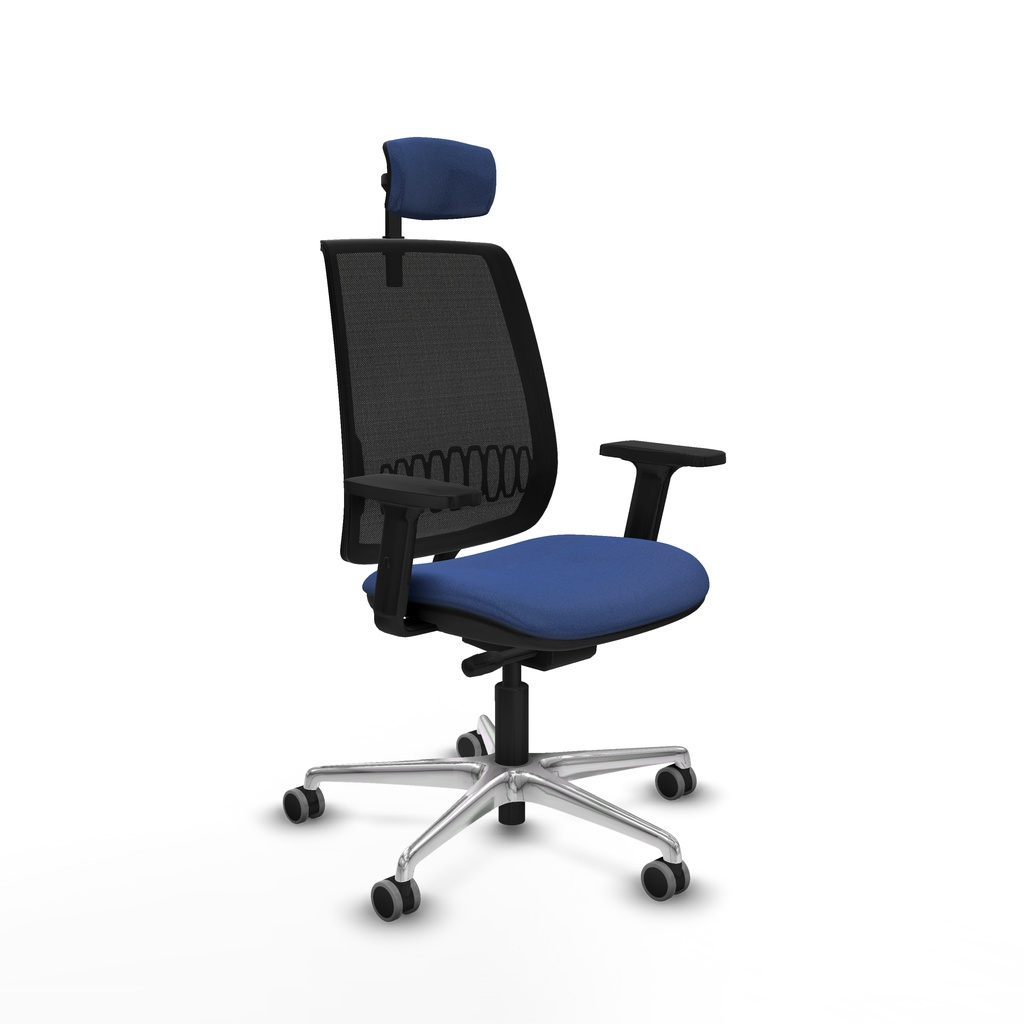 Alares traslack malla negra bali azul marino brazos 2D base aluminio cabecero 2D ruedas 65mm engomadas
