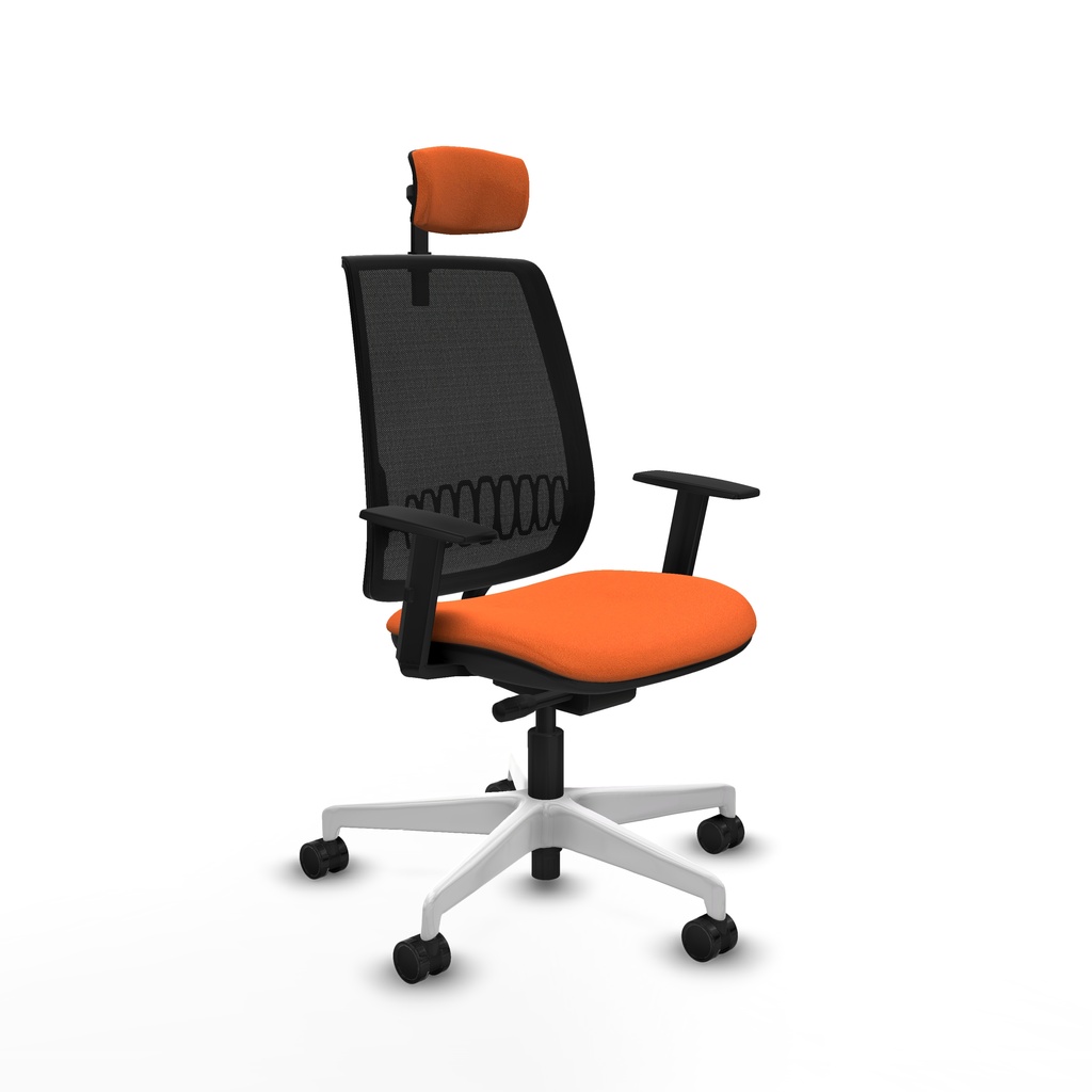 Alares traslack malla negra bali naranja brazos 1D base blanca cabecero 2D ruedas 65 mm nailon