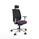 Alares traslack malla negra bali morado brazos blancos base aluminio cabecero 2D ruedas 65 mm nailon