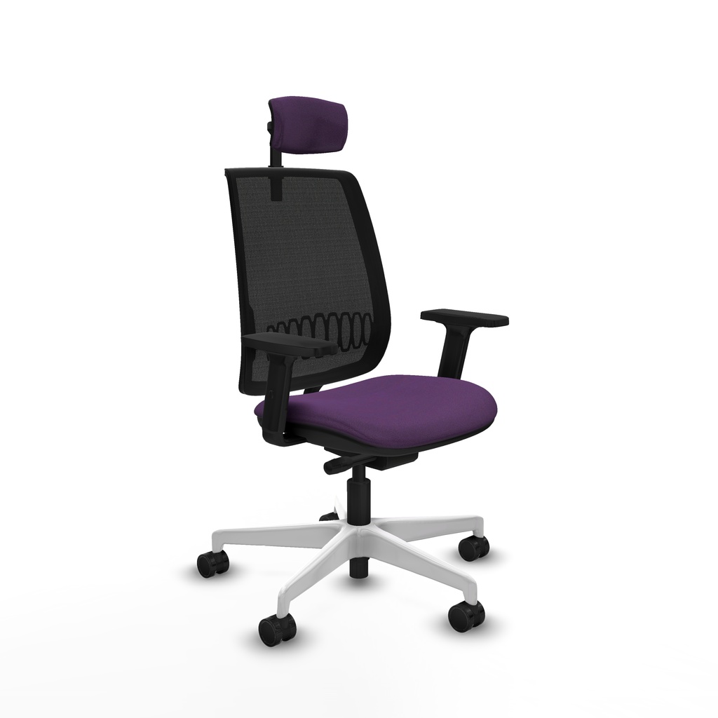 Alares traslack malla negra bali morado brazos 2D base blanca cabecero 2D ruedas 65 mm nailon