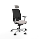 Alares traslack malla negra similpiel blanco brazos blancos base aluminio cabecero 2D ruedas 65 mm nailon