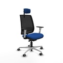 Alares traslack malla negra similpiel azul brazos blancos base aluminio cabecero 2D ruedas 65mm engomadas