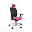 Alares traslack malla negra similpiel rosa brazos 3D base blanca cabecero 2D ruedas 65 mm nailon