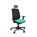 Alares traslack malla negra similpiel turquesa brazos 1D base nailon cabecero 2D ruedas 65mm engomadas