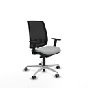 Alares traslack malla negra similpiel gris claro brazos 1D base aluminio  ruedas 65mm engomadas
