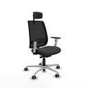Alares traslack malla negra similpiel gris oscuro brazos blancos base aluminio cabecero 2D ruedas 65mm engomadas