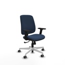 Alares tapizada sincro similpiel azul marino brazos 2D base blanca ruedas 65mm engomadas
