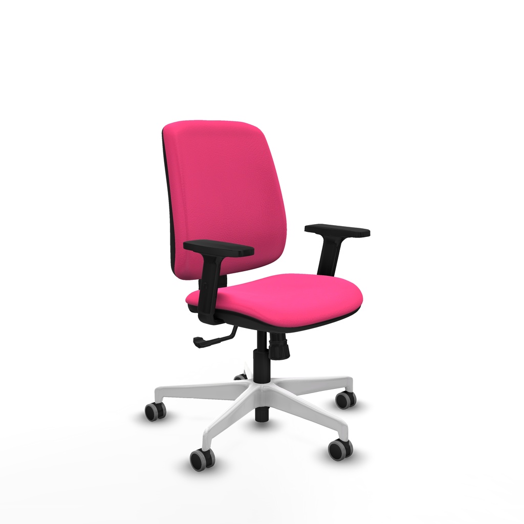 Alares tapizada sincro similpiel rosa brazos 2D base blanca ruedas 65mm engomadas