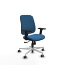 Alares tapizada sincro similpiel azul claro brazos 2D base blanca ruedas 65mm engomadas