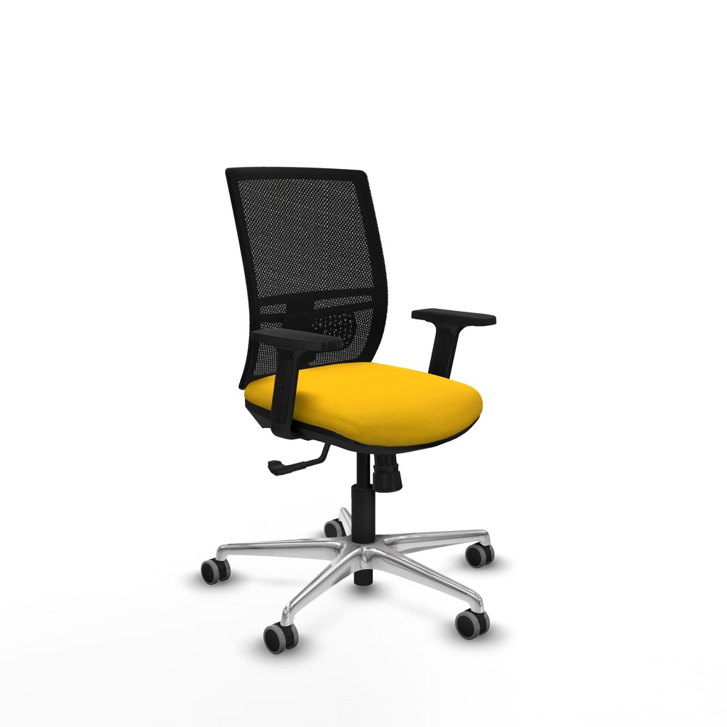 Yunquera sincro malla negra bali amarillo brazos 2D base aluminio ruedas 65mm engomadas