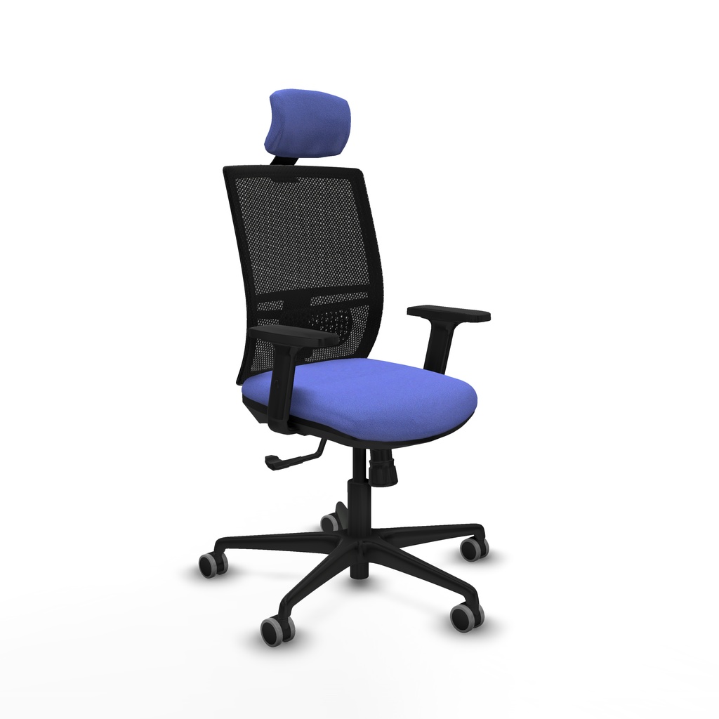 Yunquera sincro malla negra bali azul claro brazos 2D base nailon cabecero 1D ruedas 65mm engomadas