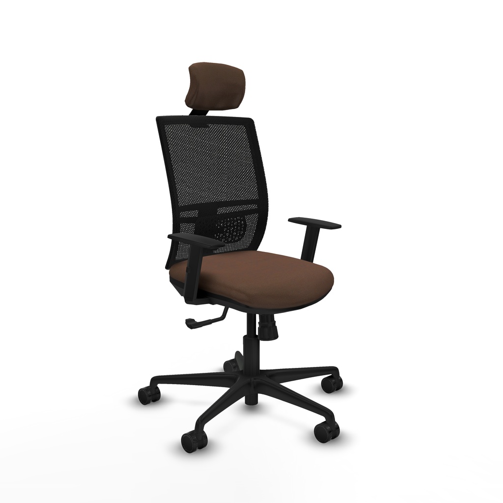 Yunquera sincro malla negra bali marrón oscuro brazos 1D base nailon cabecero 1D ruedas 65mm nailon