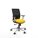 Yunquera sincro malla negra similpiel amarillo brazos blancos base aluminio ruedas 65mm engomadas