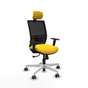 Yunquera sincro malla negra similpiel amarillo brazos 1D base blanca cabecero 1D ruedas 65mm engomadas