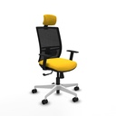 Yunquera sincro malla negra similpiel amarillo brazos 1D base blanca cabecero 1D ruedas 65mm nailon